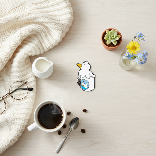 White Duck in a Mug Pin