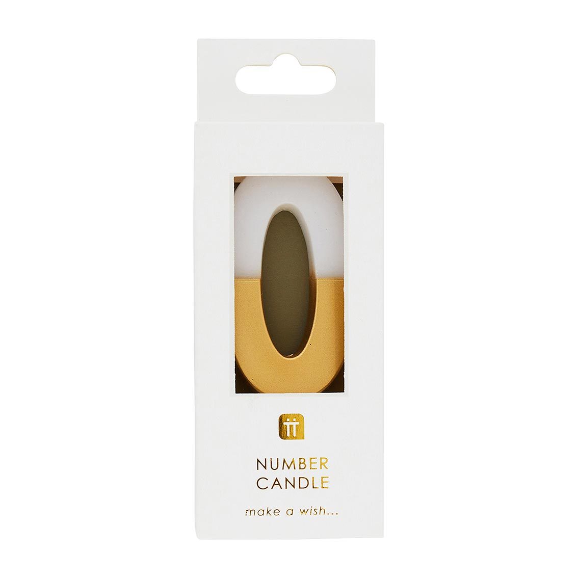 White & Gold Birthday Number Candle - 0