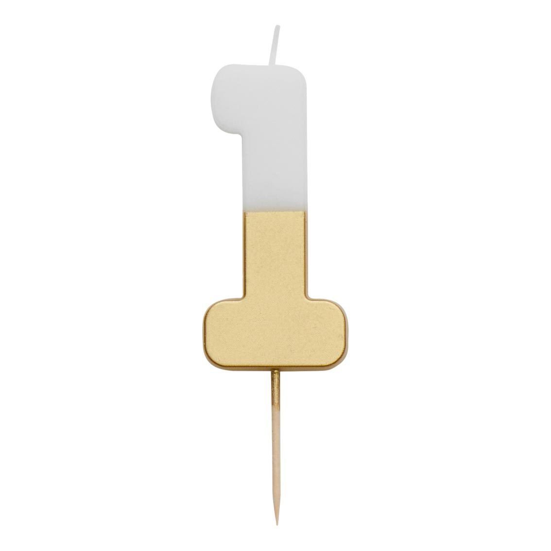 White & Gold Birthday Number Candle - 1