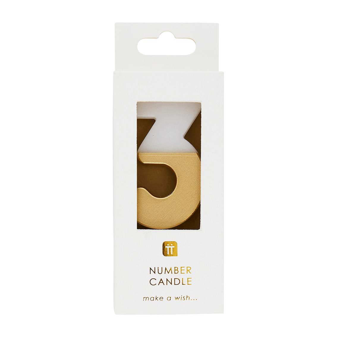 White & Gold Birthday Number Candle - 3
