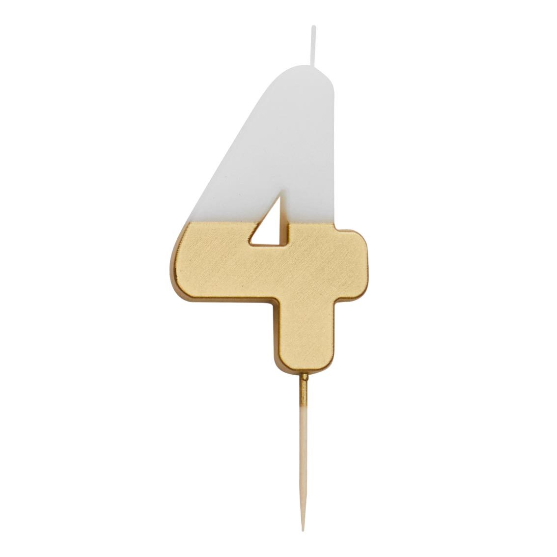 White & Gold Birthday Number Candle - 4