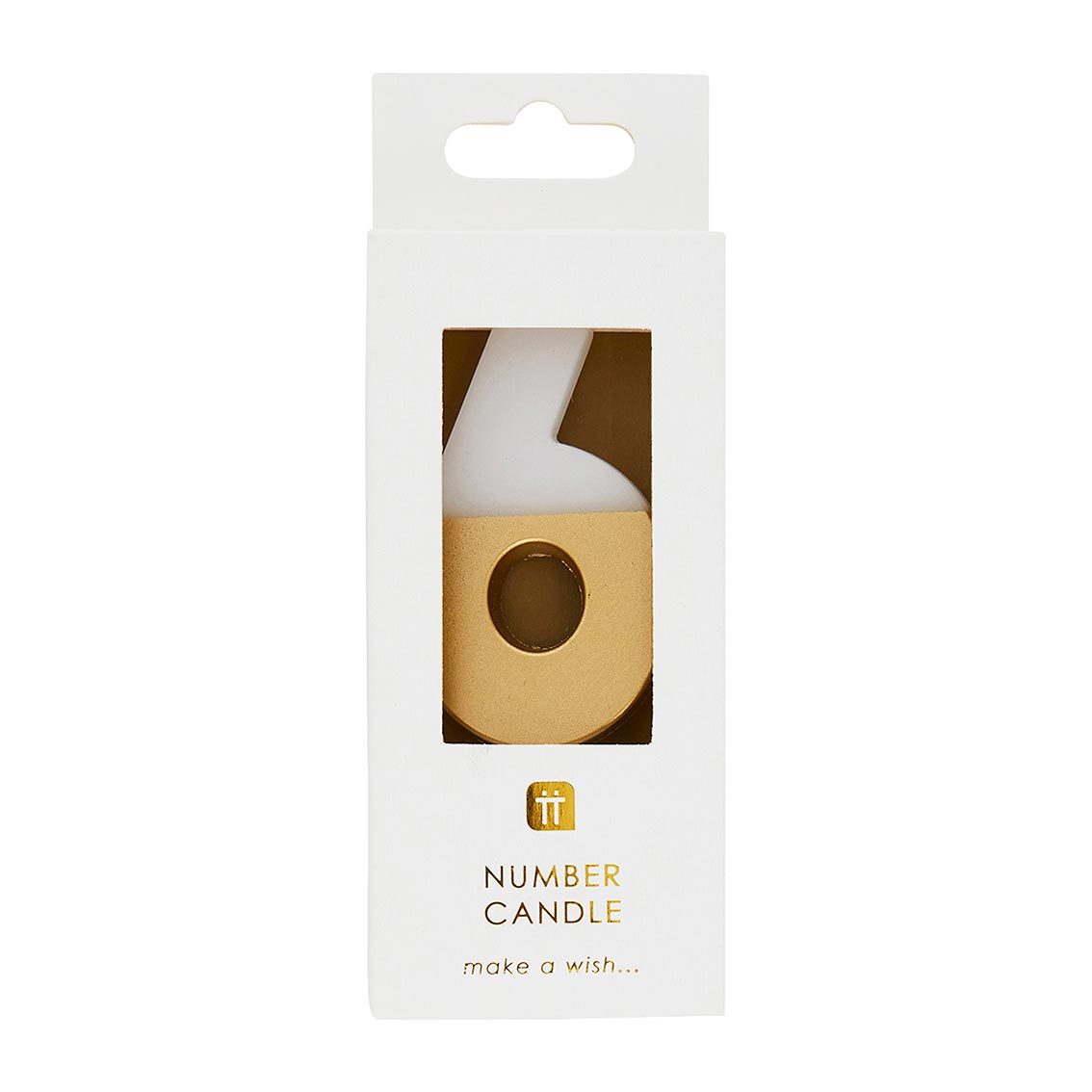 White & Gold Birthday Number Candle - 6