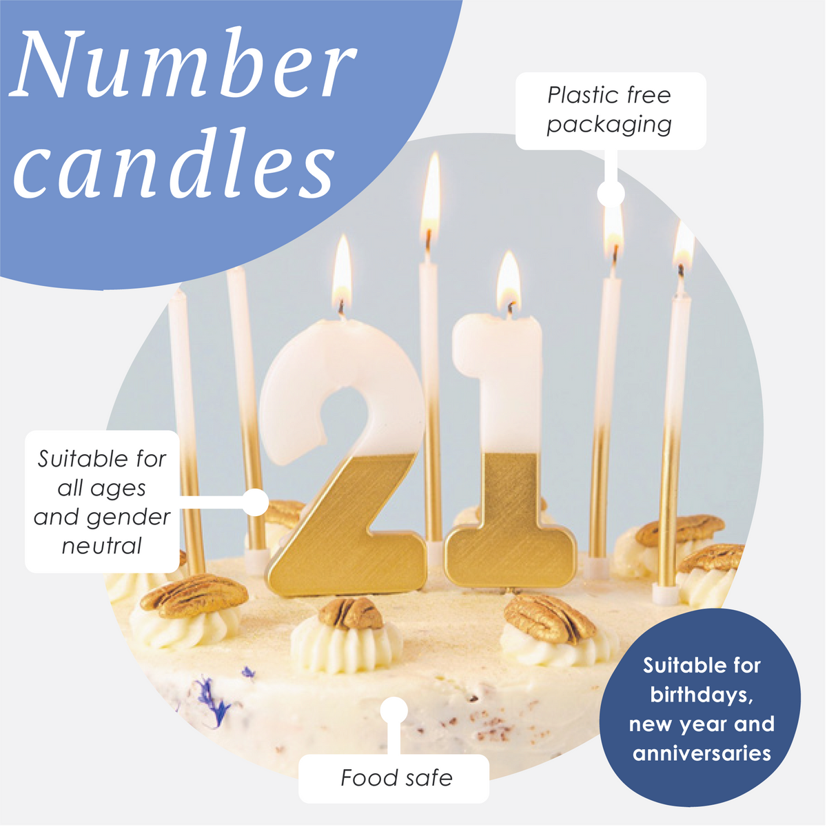 White & Gold Birthday Number Candle - 6
