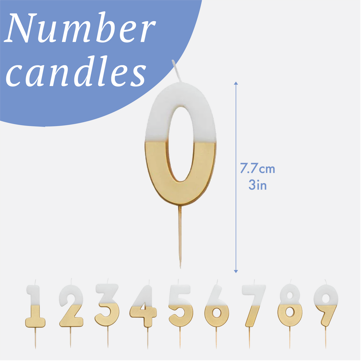 White & Gold Birthday Number Candle - 3