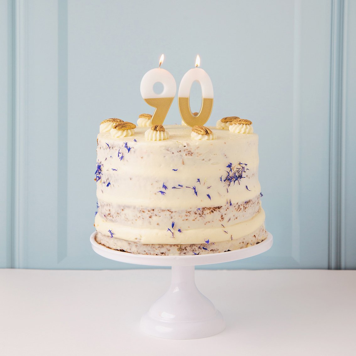 White & Gold Birthday Number Candle - 9