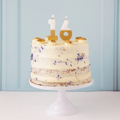 White & Gold Birthday Number Candle - 6