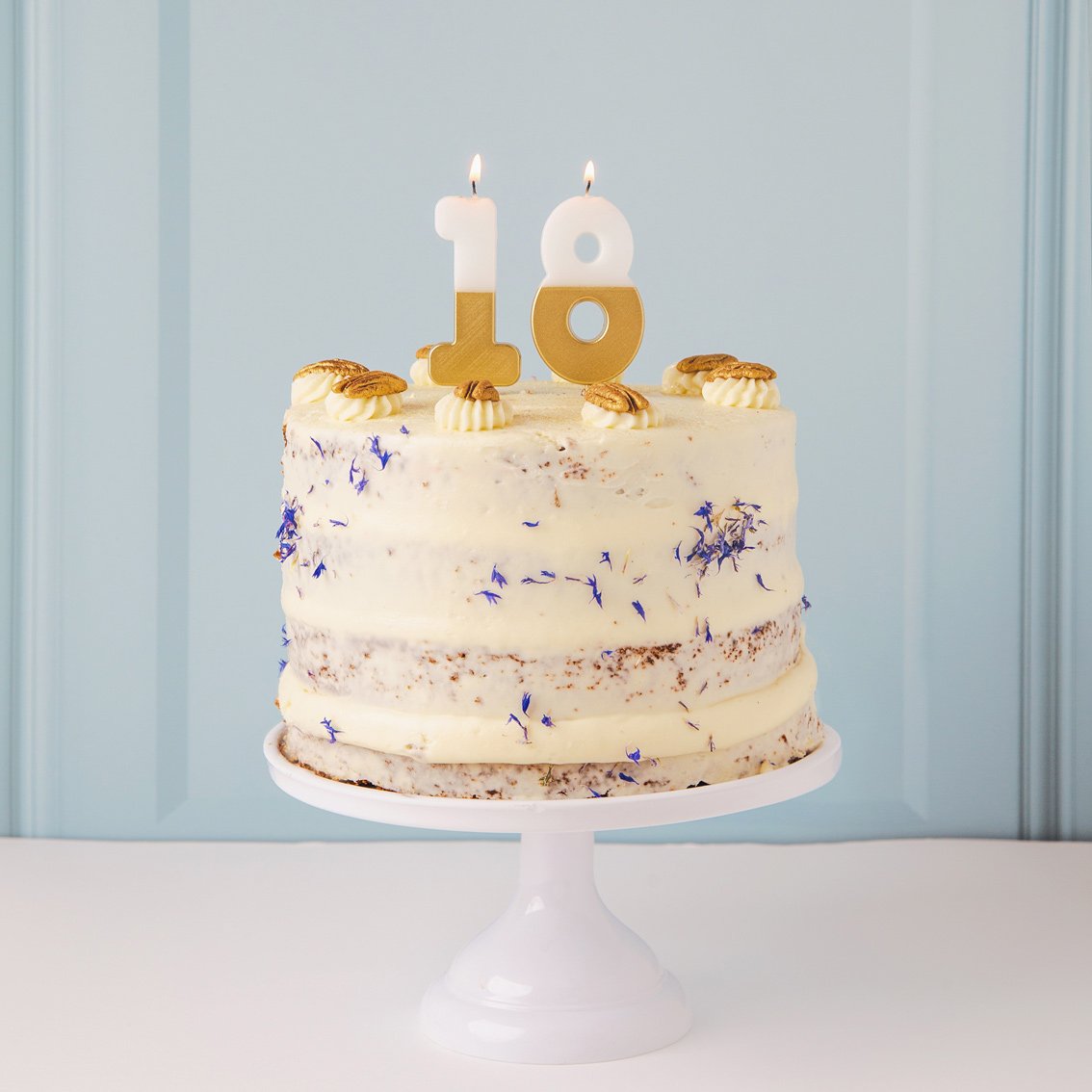 White & Gold Birthday Number Candle - 8