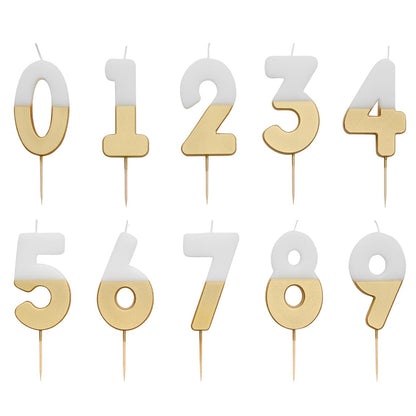 White & Gold Birthday Number Candle - 8