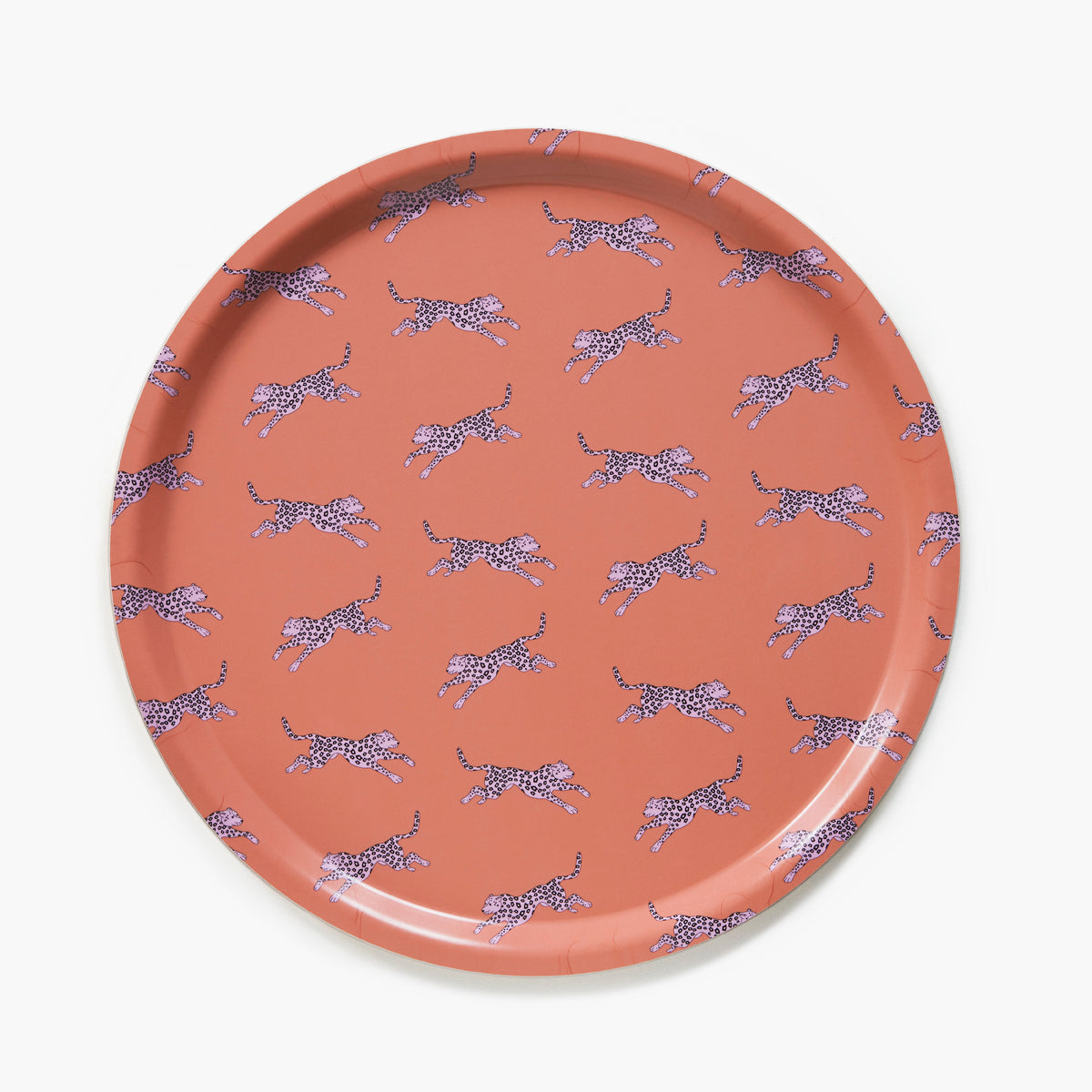 Orange Leopard Round Serving Tray - 38 cm
