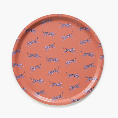 Orange Leopard Round Serving Tray - 38 cm