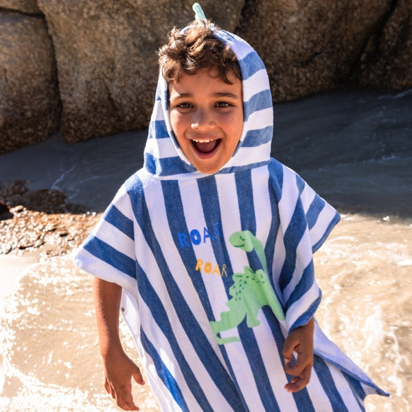 Beach Poncho - Blue - Dino - 65 x 65 cm