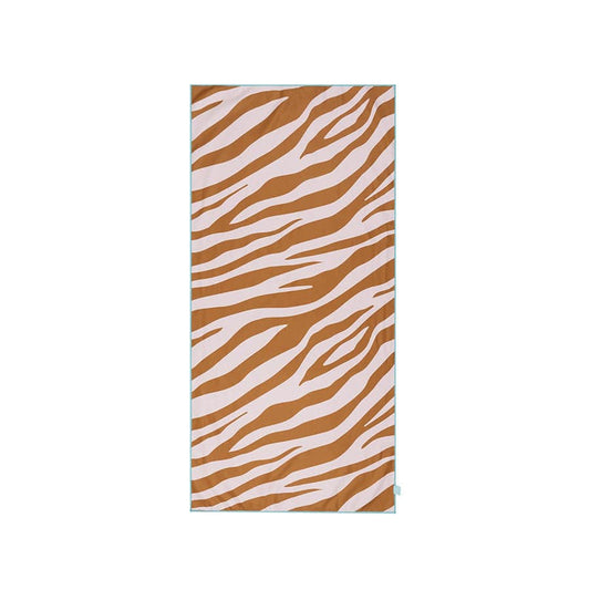 Beach Towel Microfiber - Orange/White - Vibrant Stripes - 135 x 65 cm