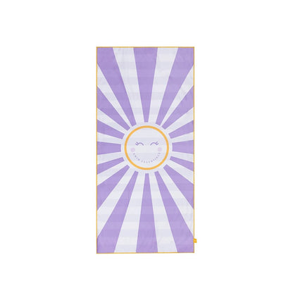 Beach Towel Microfiber - Purple/White - Happy Sunshine - 135 x 65 cm