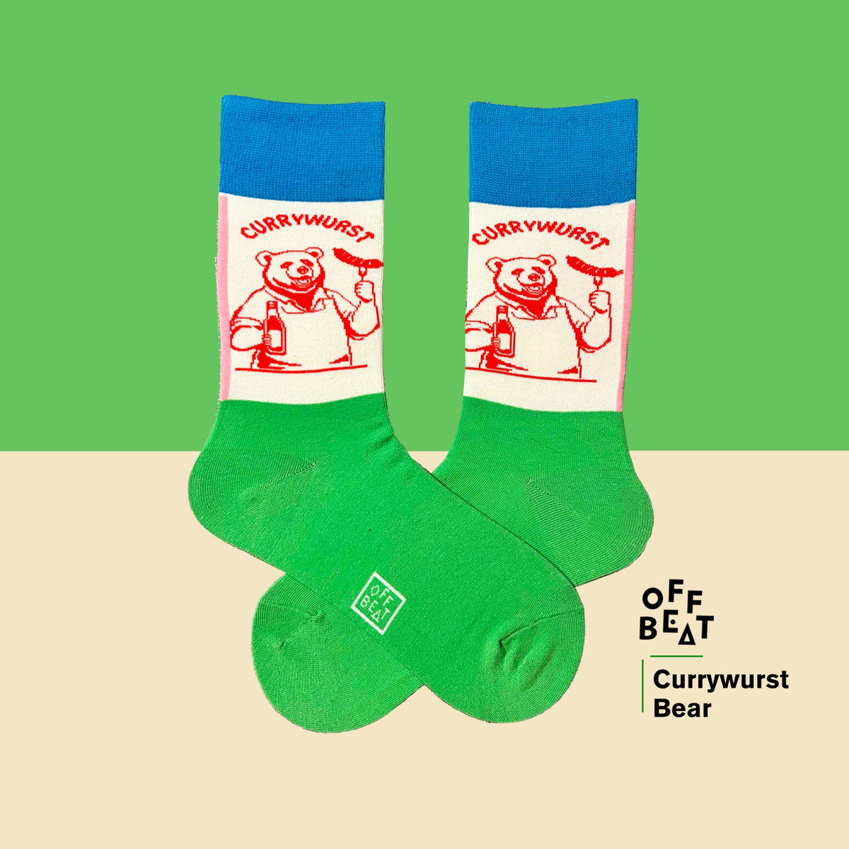 Chaussettes Ours de Berlin Mangeant une Currywurst