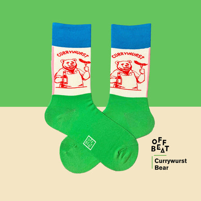 Chaussettes Ours de Berlin Mangeant une Currywurst