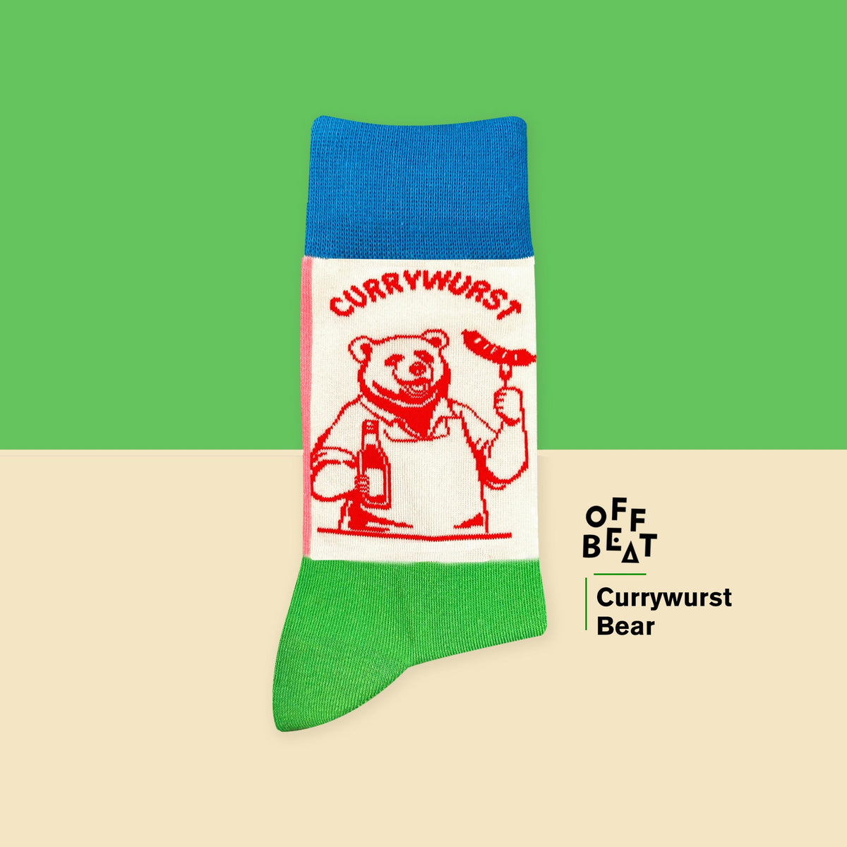 Chaussettes Ours de Berlin Mangeant une Currywurst