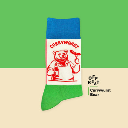 Chaussettes Ours de Berlin Mangeant une Currywurst