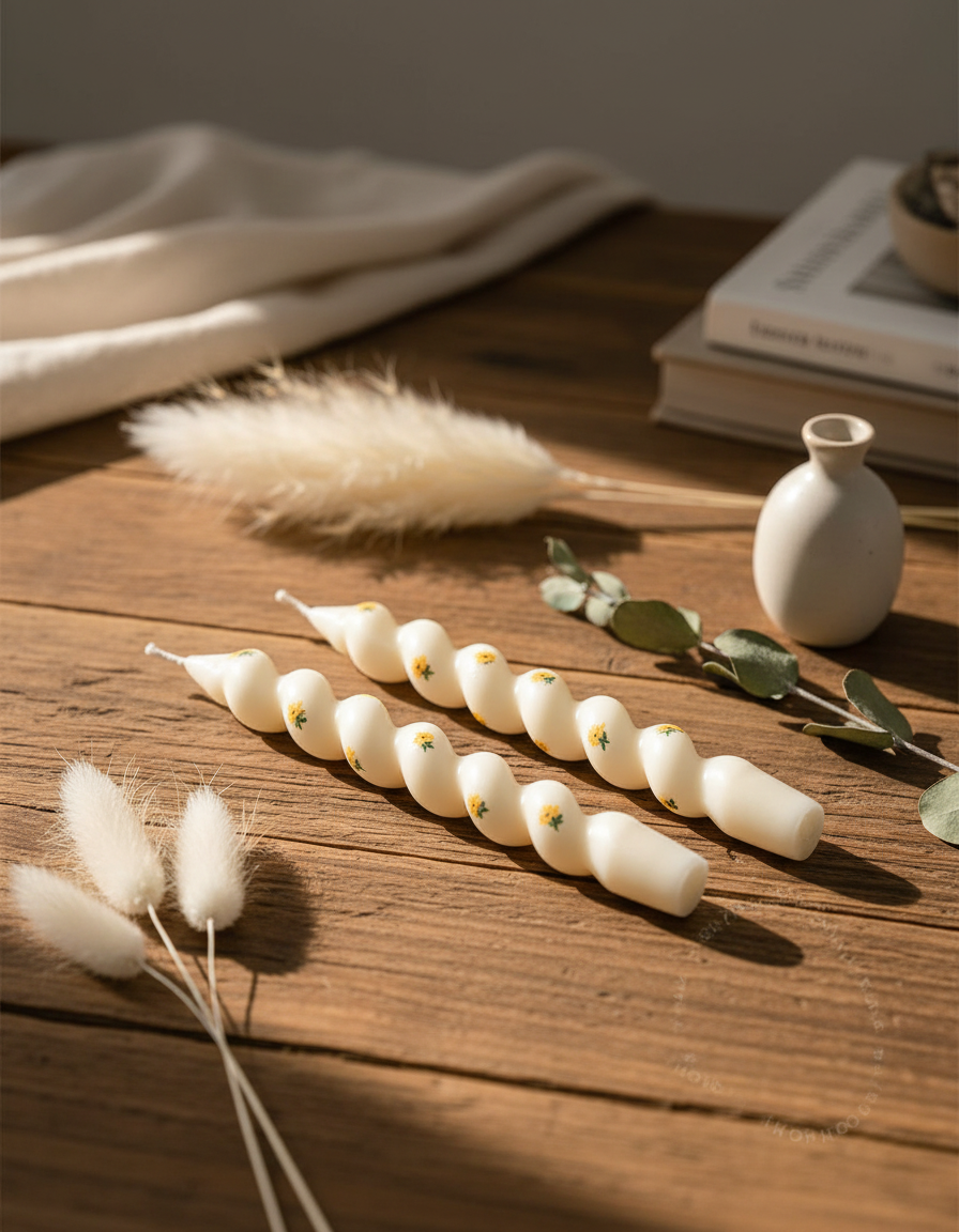 Twisted roundflower candle