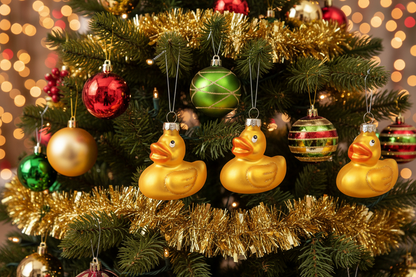 Pallina di Natale a forma di anatra gialla