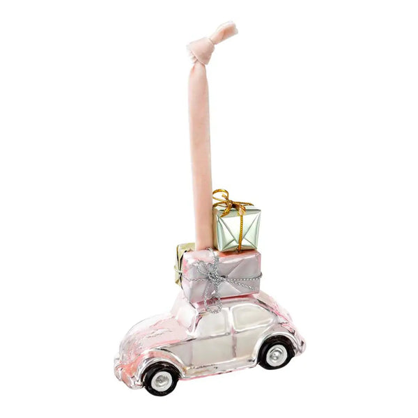 Pallina di Natale a forma di auto rosa