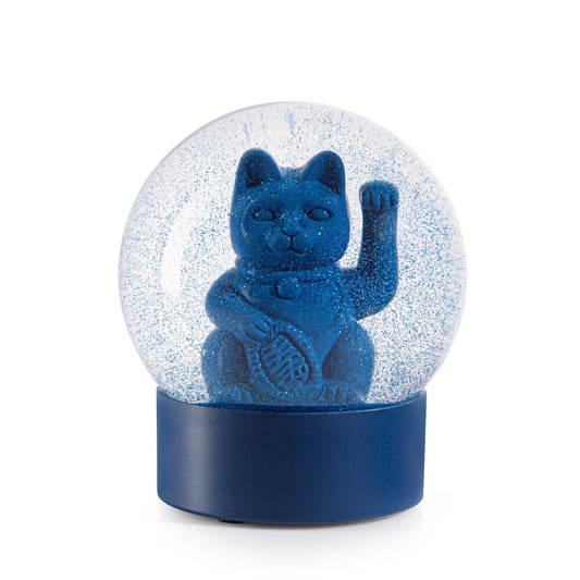 Boule à Neige Chat Chanceux Bleu Donkey | Maneki Neko Lucky Cat boutique