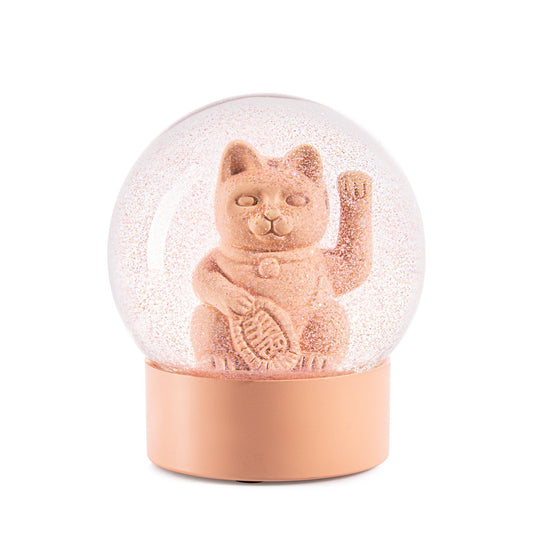 Boule à Neige Chat Chanceux Rose Donkey | Maneki Neko Lucky Cat boutique