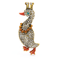 Broche de pato con corona de diamantes de imitación