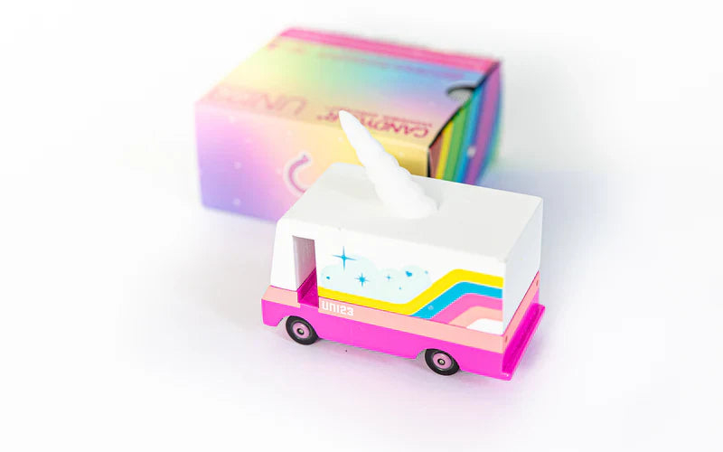 Candycar World Houten Bestelwagen - Eenhoorn