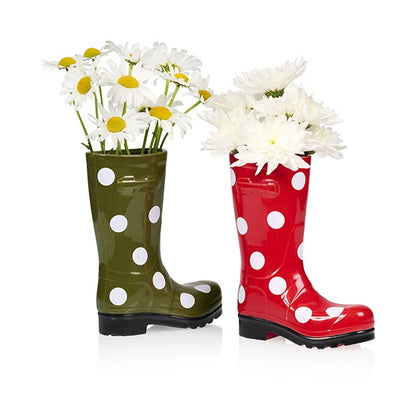 vase bottes wellington vert a pois bitten