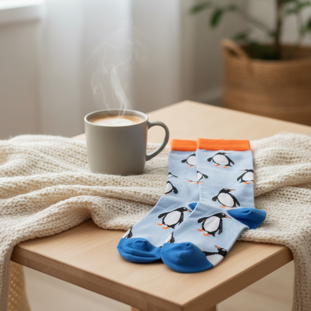 Meias até ao joelho com estampado de pinguim