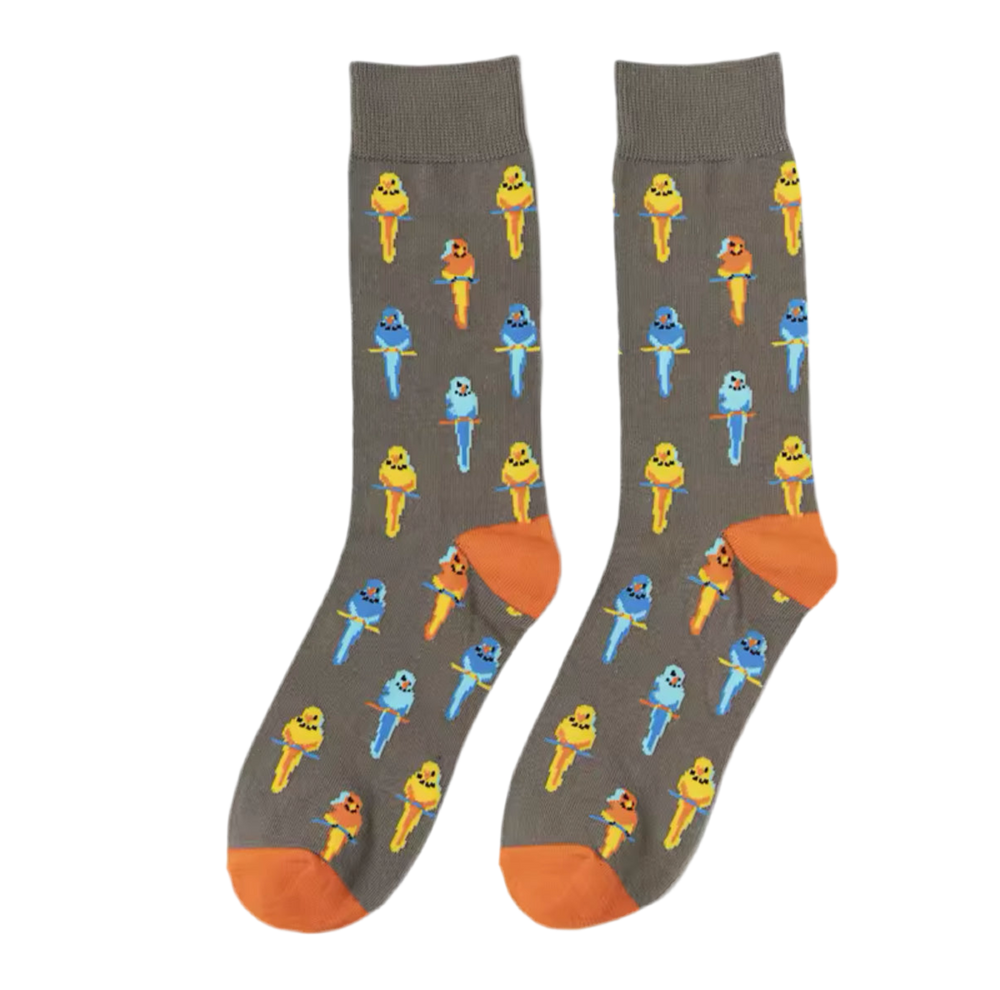 Meias com estampado de papagaio exótico