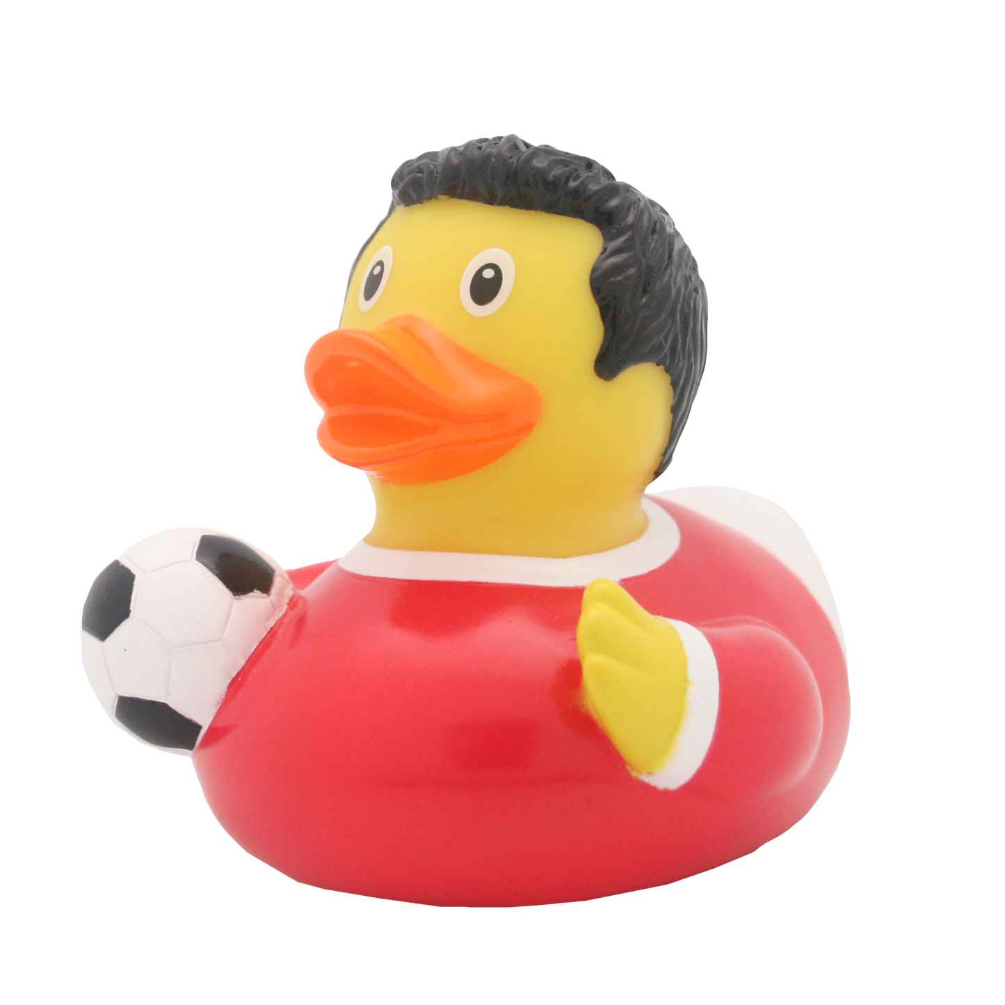 Pato de futbolista rojo