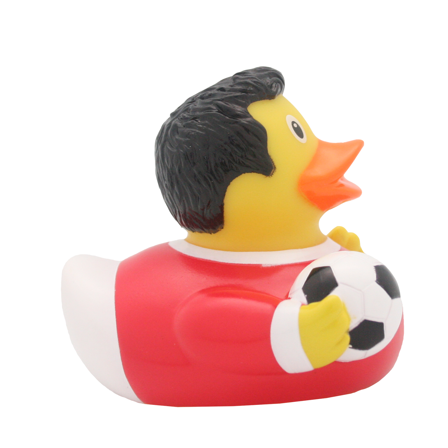 Pato de futbolista rojo