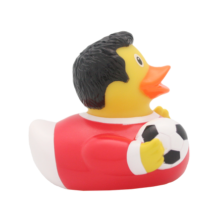 Pato de futbolista rojo