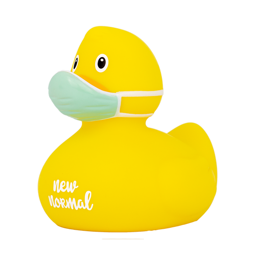 Nuevo pato de corona amarillo "nuevo" nuevo normal