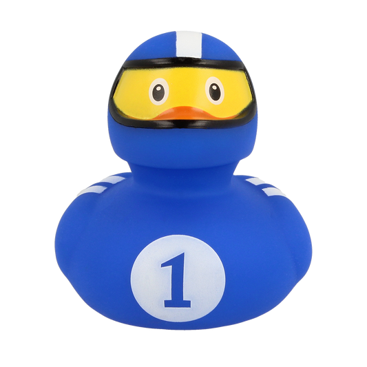 Blue racing pilot duck