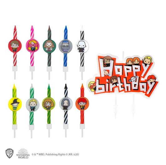 Set de 10 Bougies d’anniversaire Personnages Harry Potter & 1 Happy Birthday