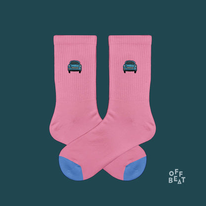 Chaussettes Brodées Voiture Vintage