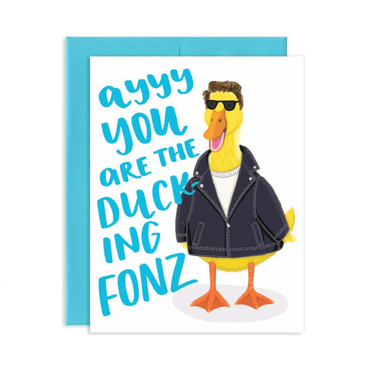 Tarjeta de felicitación de pato fonz