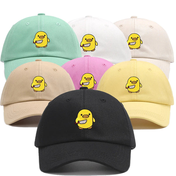 Cuchillo bordado con gorra de pato amarilla