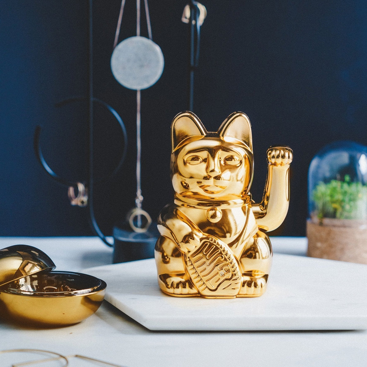 Chat Chanceux Or Glossy