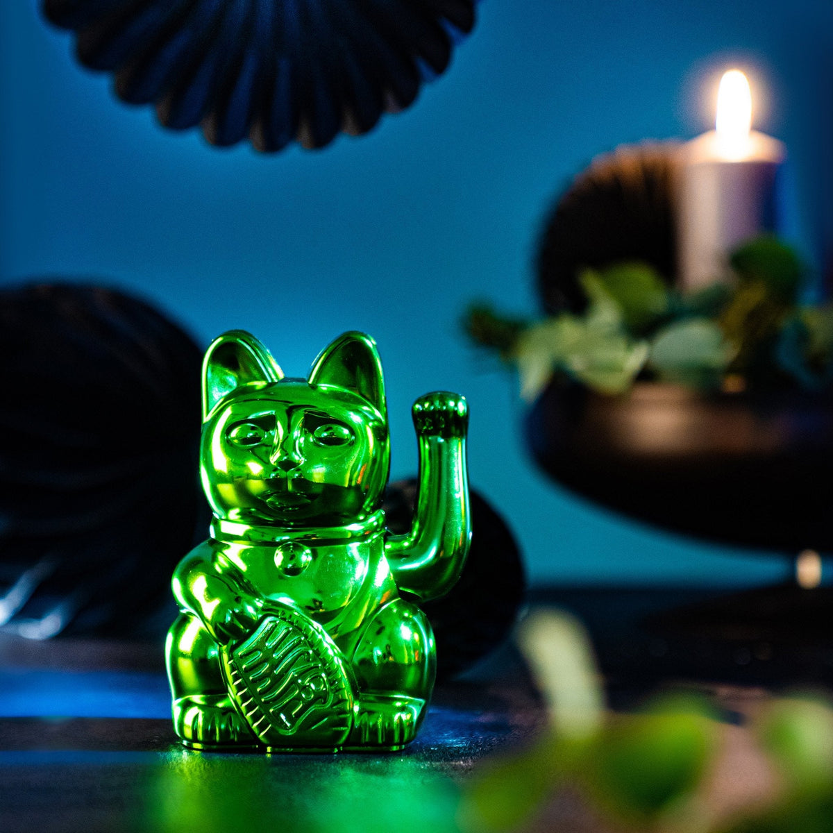 Chat Chanceux Vert Brillant - Édition Xmas