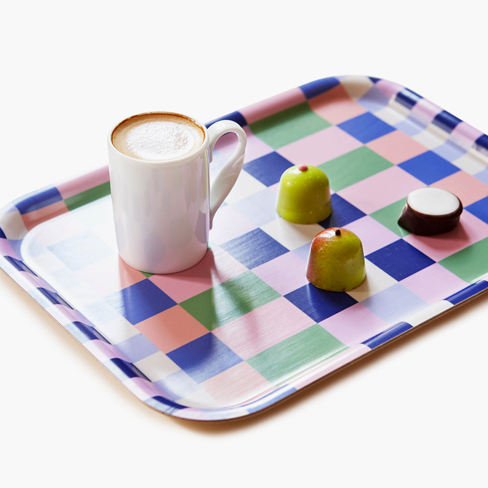 Pink/Grass CHECKER MIX Rectangular Serving Tray - 27x20 cm
