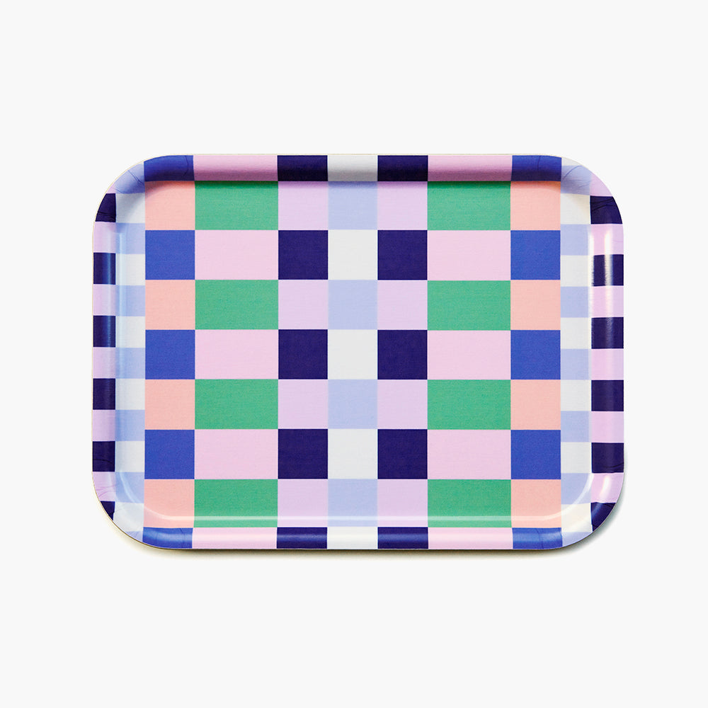 Pink/Grass CHECKER MIX Rectangular Serving Tray - 27x20 cm