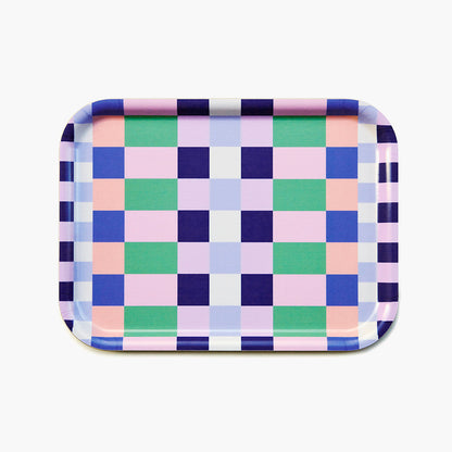 Pink/Grass CHECKER MIX Rectangular Serving Tray - 27x20 cm