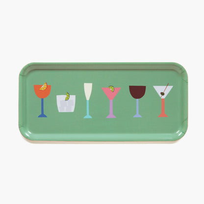 Green COCKTAILS Serving Tray - 32x15 cm