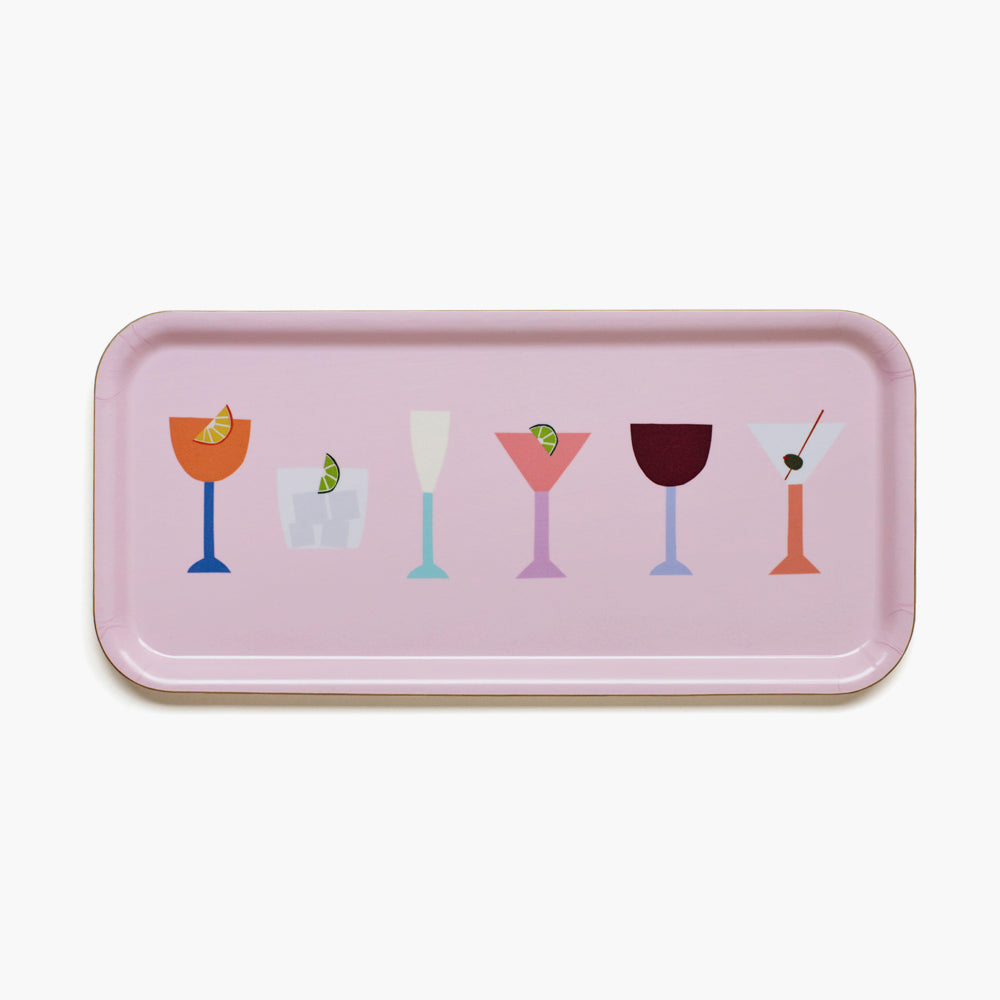 ピンク カクテル サービングトレイ - 32x15 cm