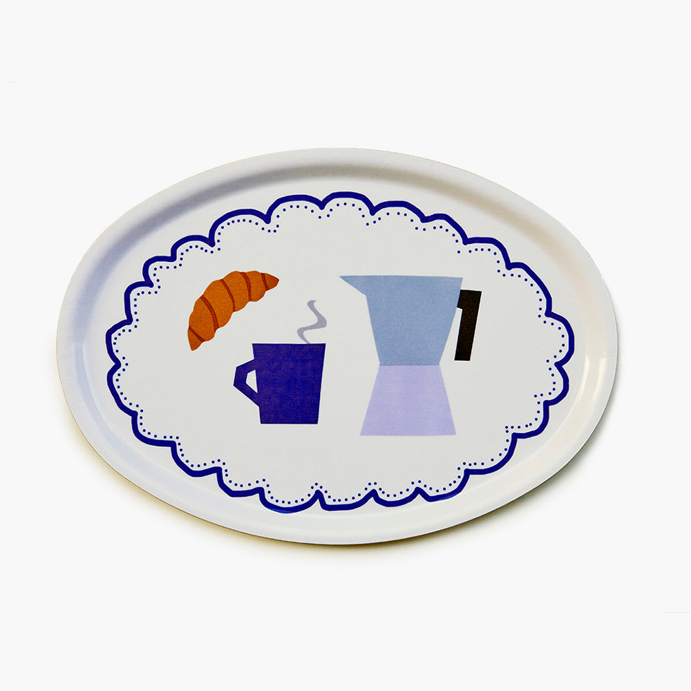 COFFEE TIME Oval Serving Tray - 31x22cm