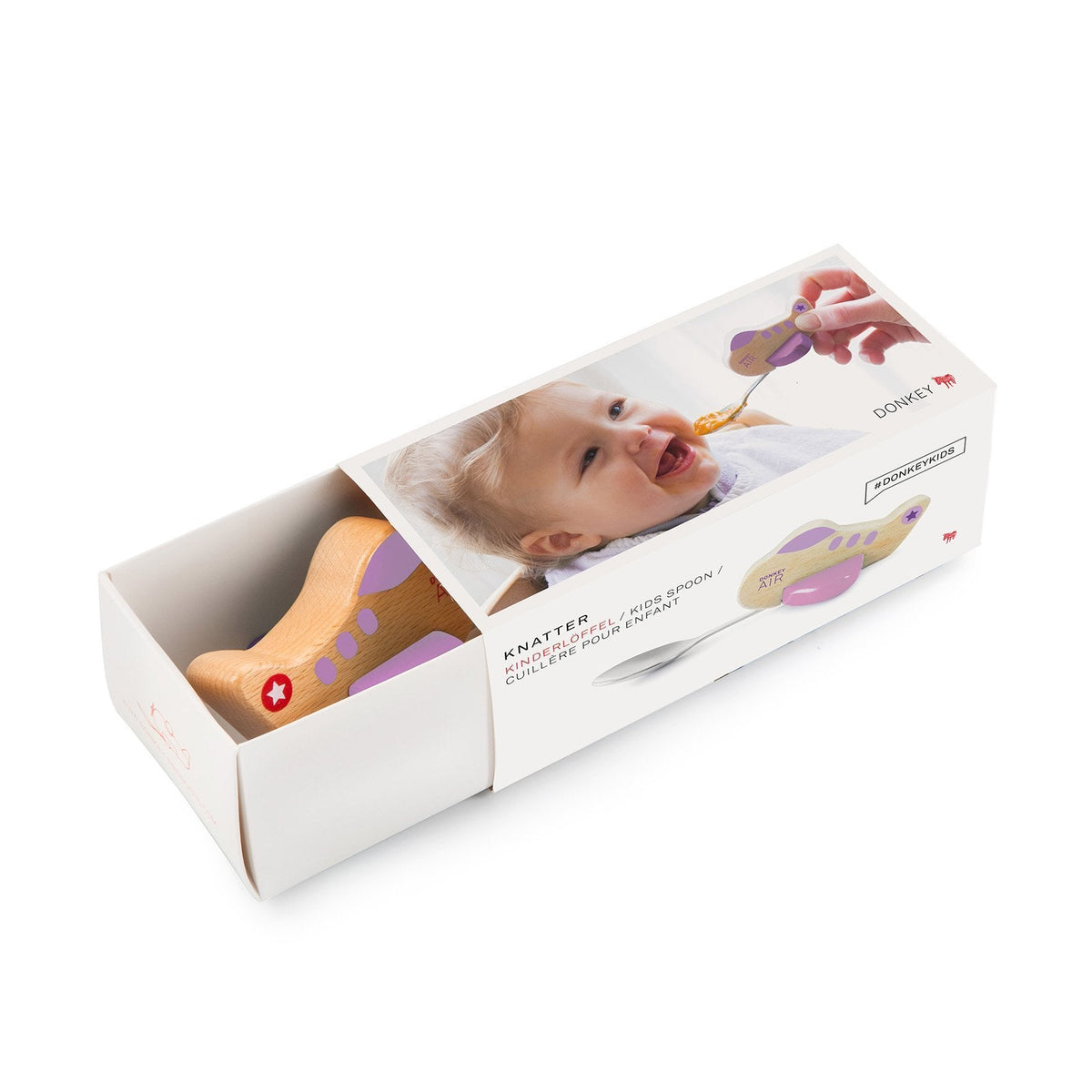 Avión púrpura de cuchara para niños