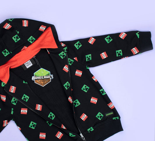 Sweat à capuche Minecraft – Zipped – noir